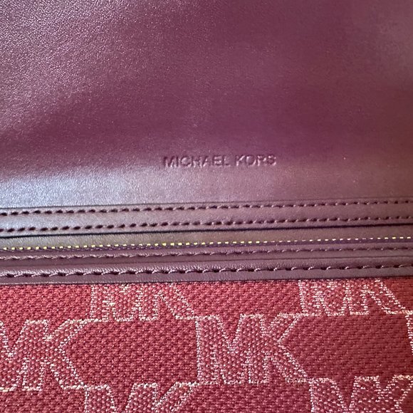 Michael Kors Jet Set Zip Around Wallet Crossbody Bag MK Glitter Gold Mulberry - Picture 11 of 15